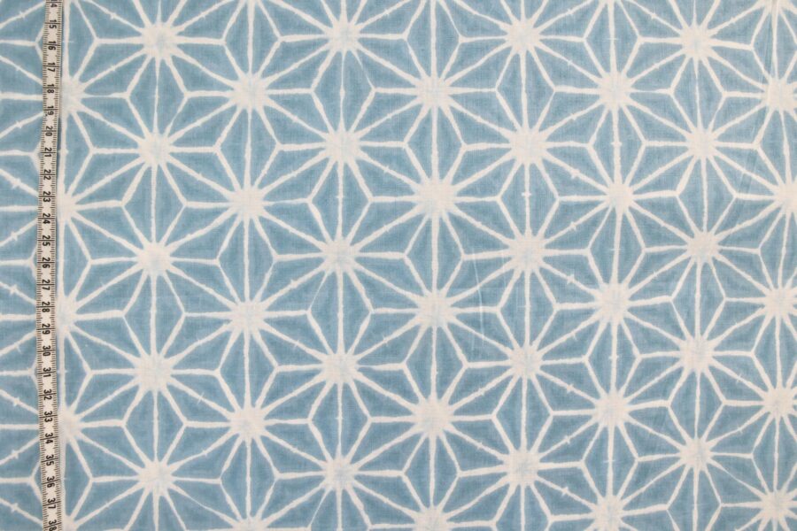 Asanoha Shibori white fabric blue background