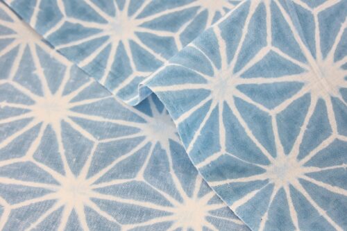 Asanoha Shibori white fabric blue background