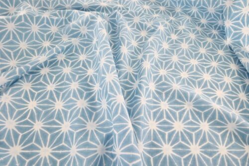 Asanoha Shibori white fabric blue background