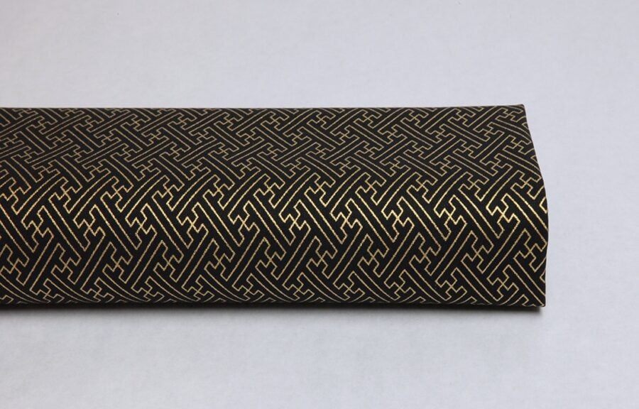 Japanese fabric golden Sayagata black background