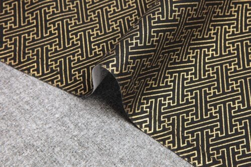 Japanese fabric golden Sayagata black background