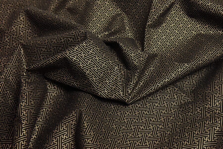 Japanese fabric golden Sayagata black background