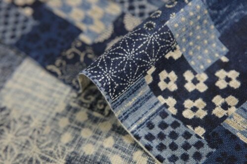 Japanese fabric patchwork style navy blue
