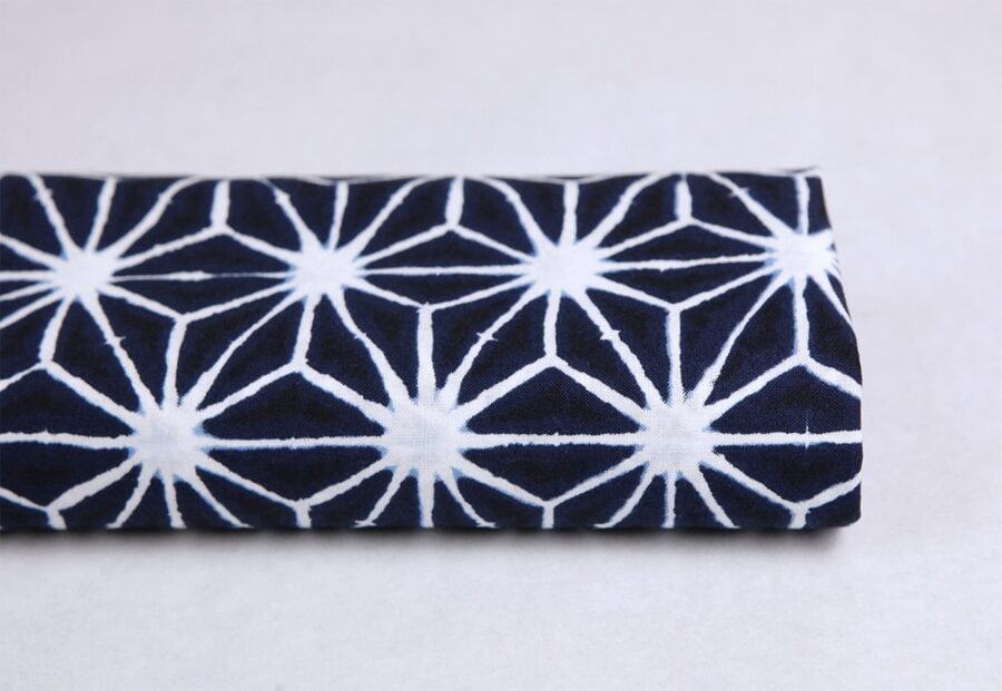 Asanoha Shibori indigo fabric blue background 1M