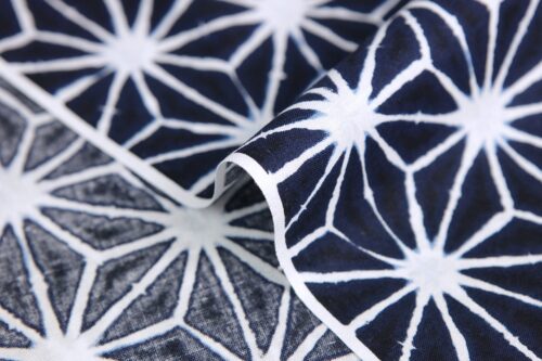 Asanoha Shibori indigo fabric blue background