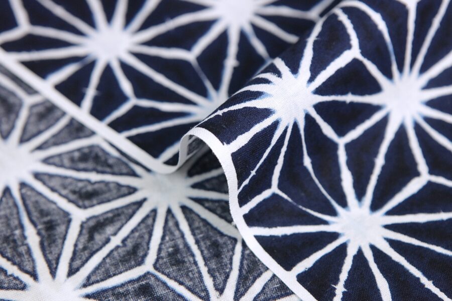 Asanoha Shibori indigo fabric blue background