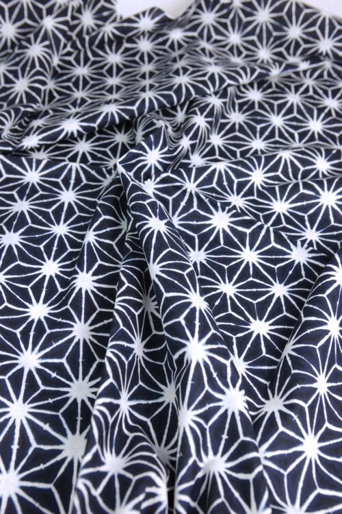 Asanoha Shibori indigo fabric blue background