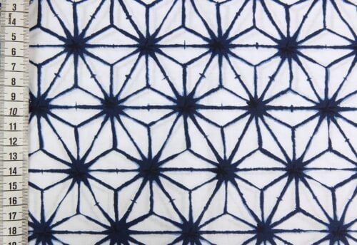 Asanoha Shibori indigo fabric white background