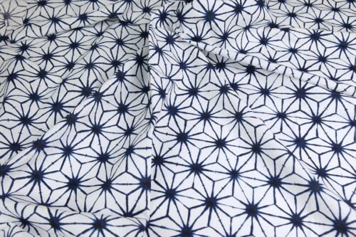 Asanoha Shibori indigo fabric white background