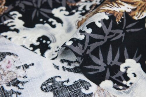 Japanese fabric tiger on black background