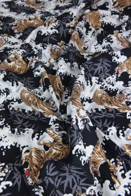 Japanese fabric tiger on black background