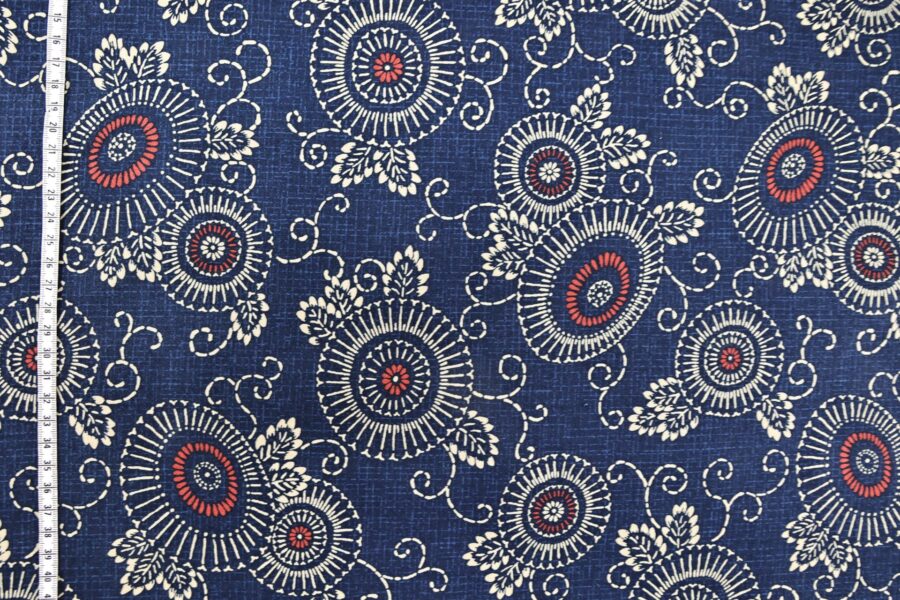 Tissu-Japonais-fleur-vintage-et-feuillages