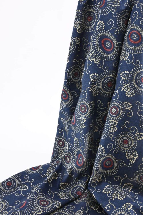 Tissu-Japonais-fleur-vintage-et-feuillages