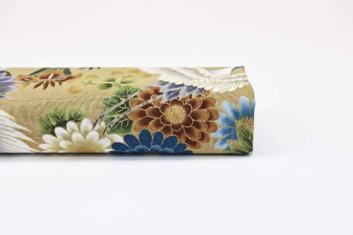 Golden Heron Japanese fabric beige background