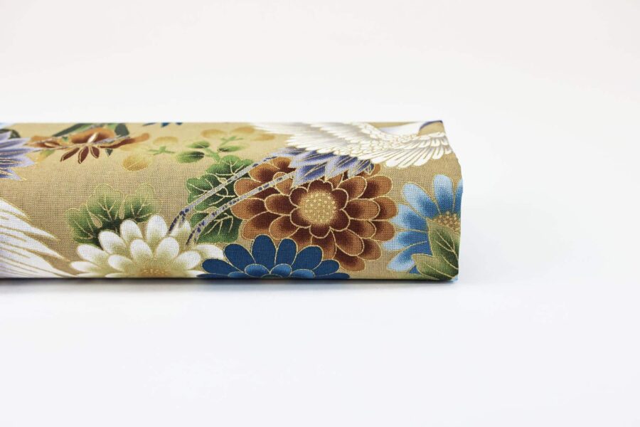 Tissu Héron Japonais doré. Japan fabric, Japan textile, Japanese fabric