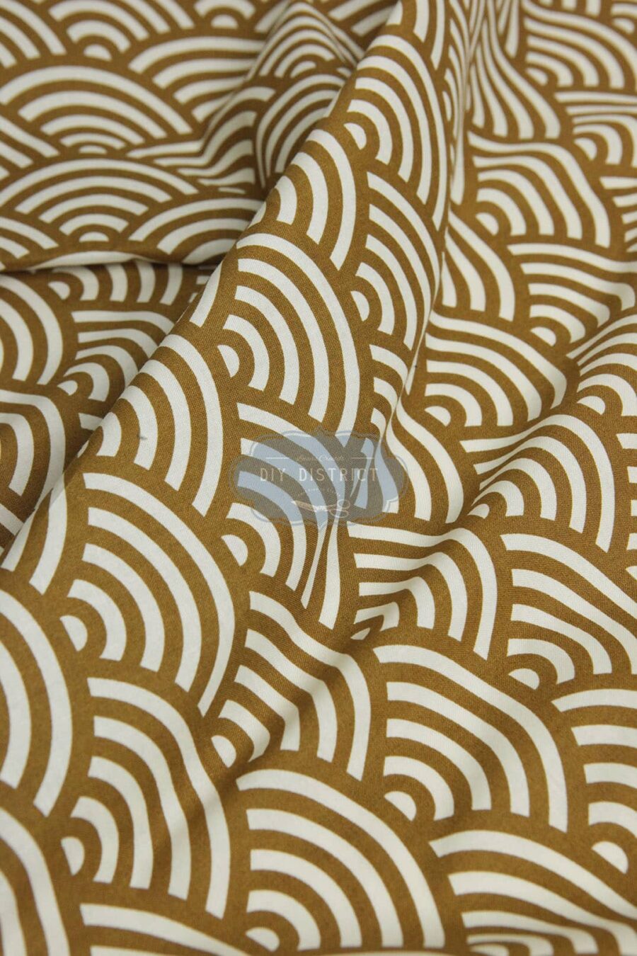 Japanese fabric mustard-colored Seigaiha print