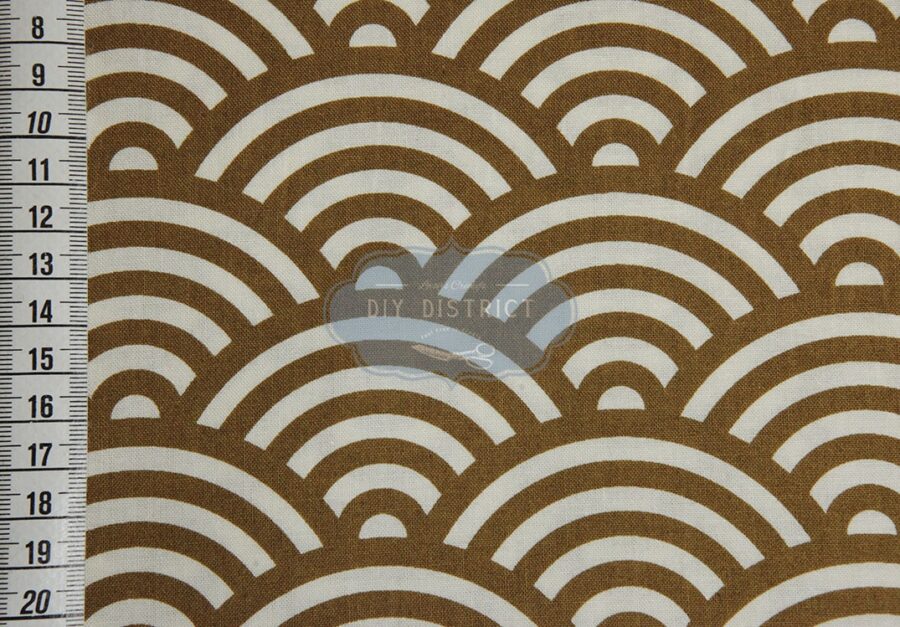 Japanese fabric mustard-colored Seigaiha print