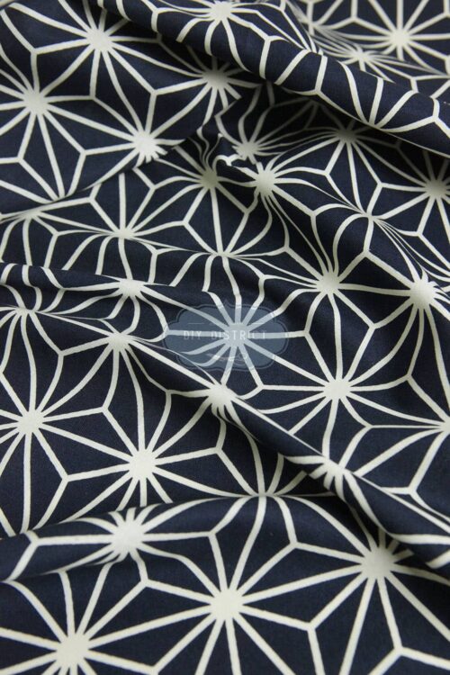 Japanese fabric navy blue Asanoha print