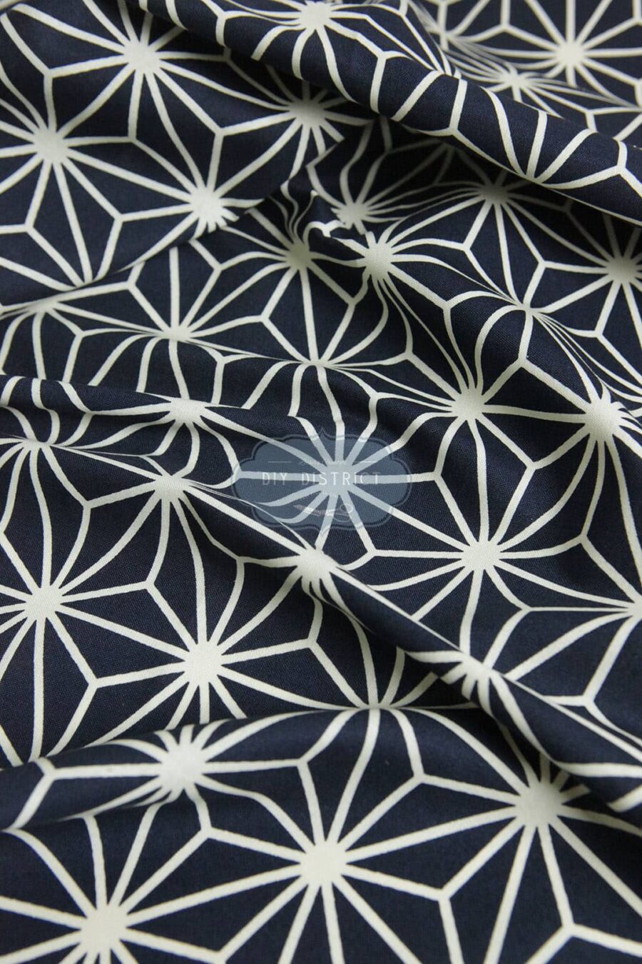 Japanese fabric navy blue Asanoha print