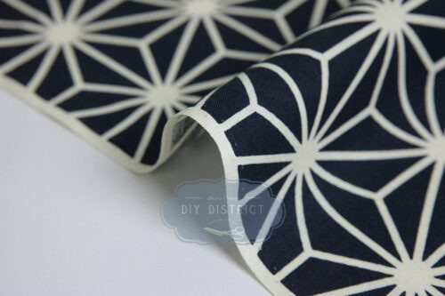 Japanese fabric navy blue Asanoha print