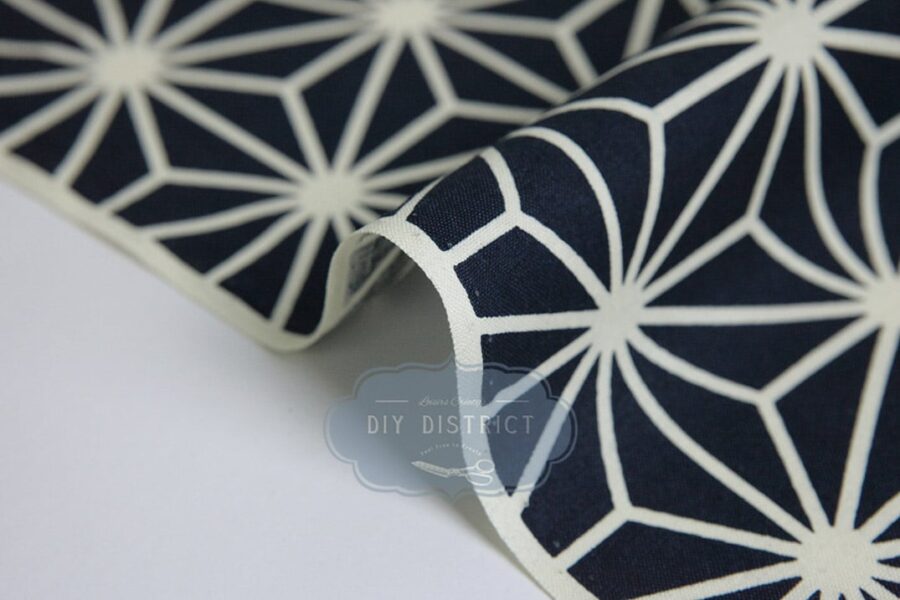 Japanese fabric navy blue Asanoha print
