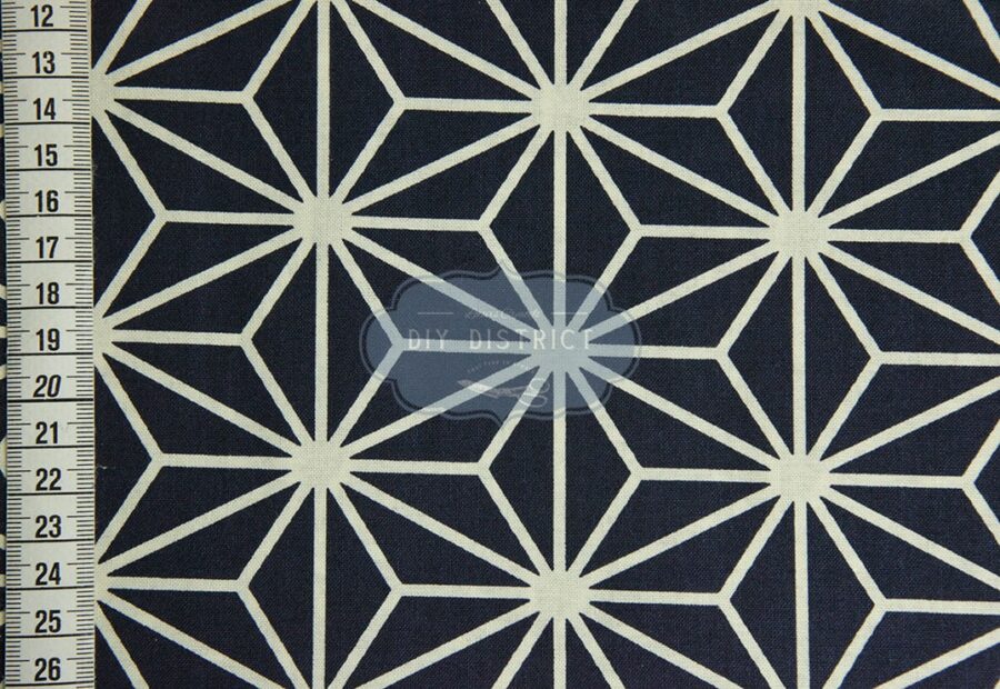 Japanese fabric navy blue Asanoha print