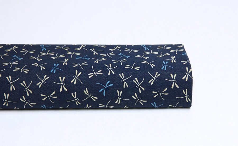 Japanese fabrics dragonflies navy blue background
