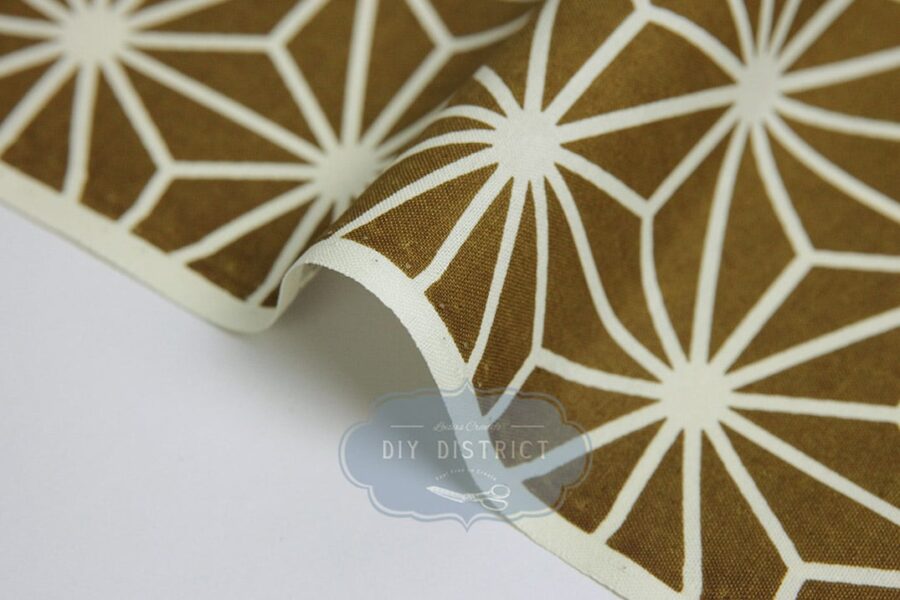 Japanese fabric mustard-colored Asanoha print