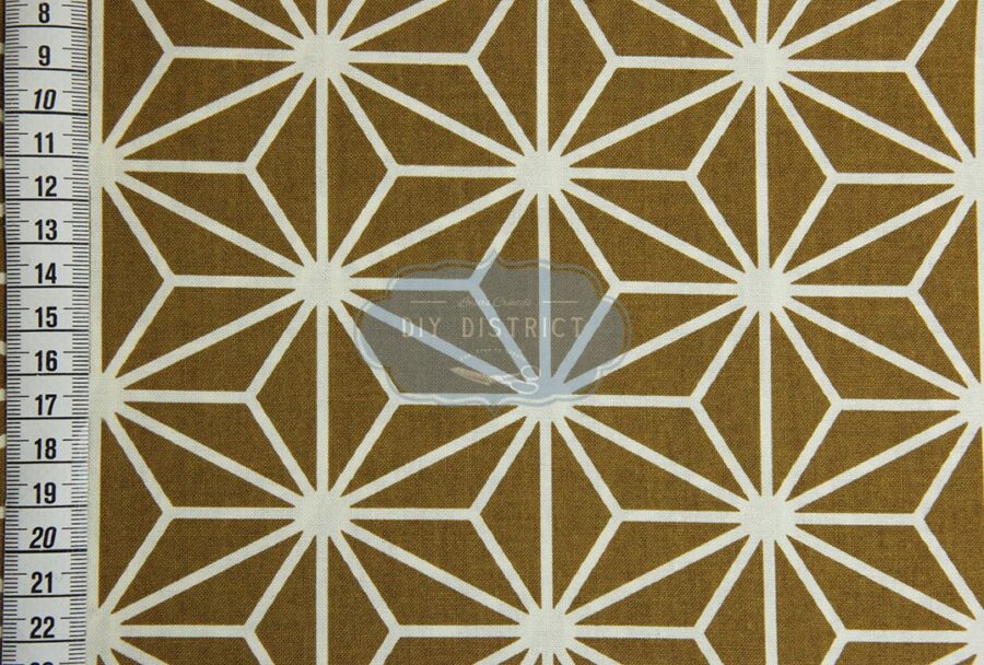 Japanese fabric mustard-colored Asanoha print