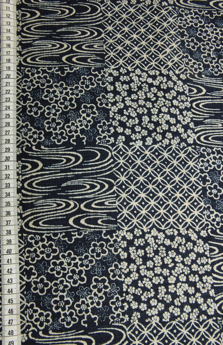 Japanese fabric indigo multiple traditional patterns