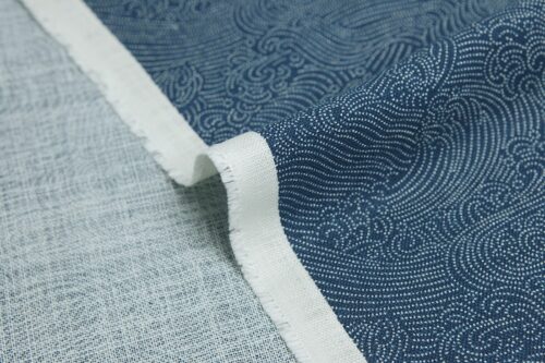 Japanese fabric nami dotted capri blue background