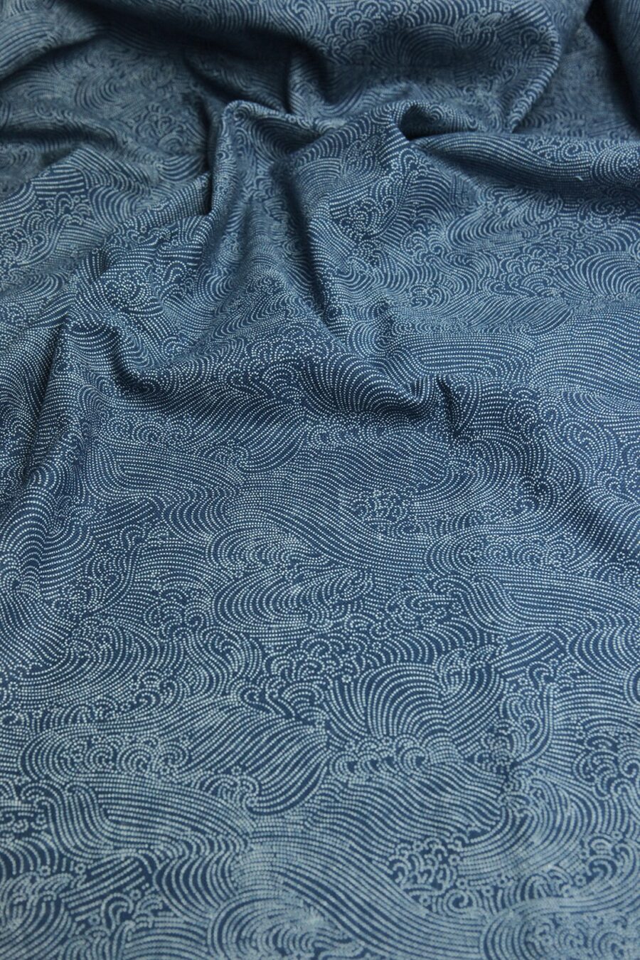 Japanese fabric nami dotted capri blue background
