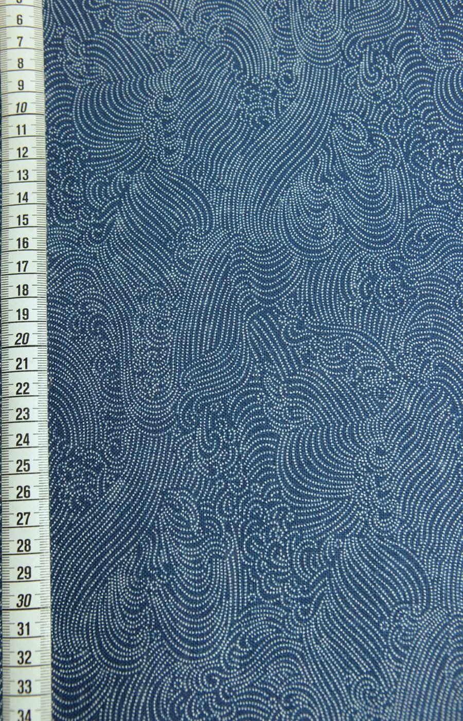 Japanese fabric nami dotted capri blue background