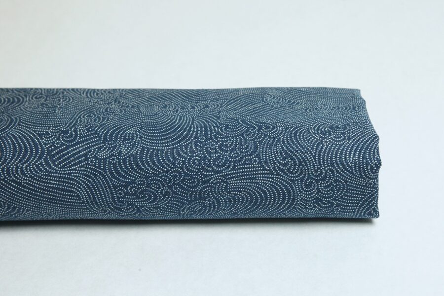 Japanese fabric nami dotted capri blue background