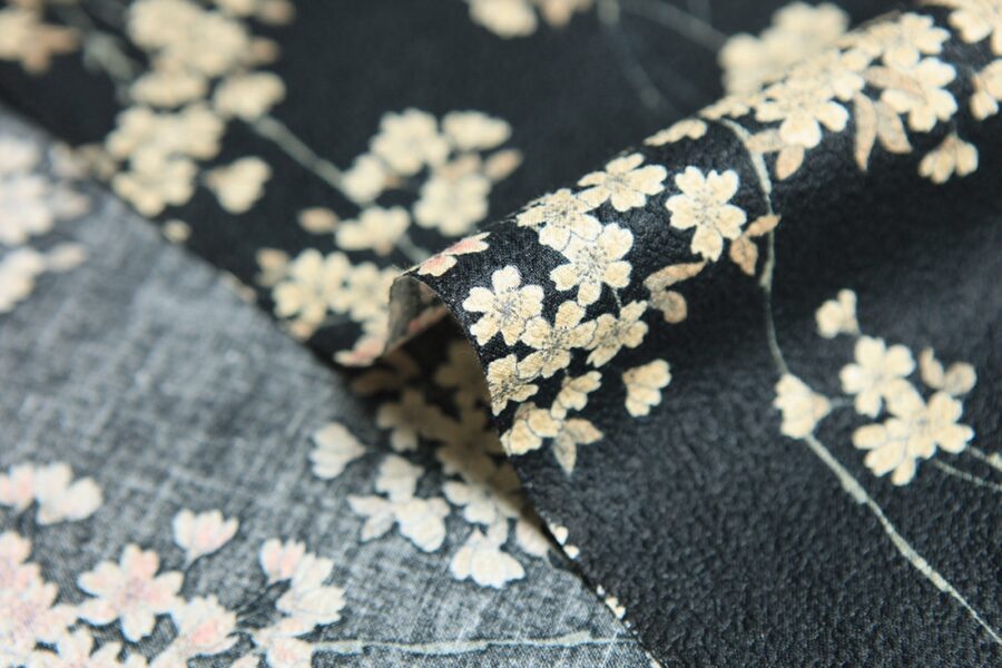 Black Japanese Sakura fabric