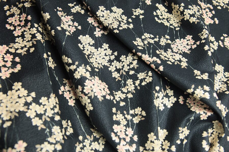 Black Japanese Sakura fabric