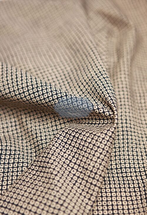 Sevenberry Kanoko ecru fabric with blue background