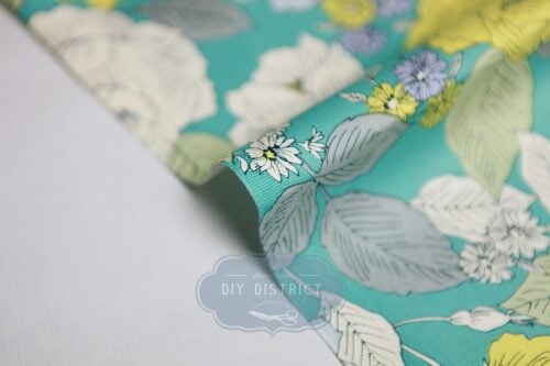 Sevenberry cotton twill flowers turquoise background