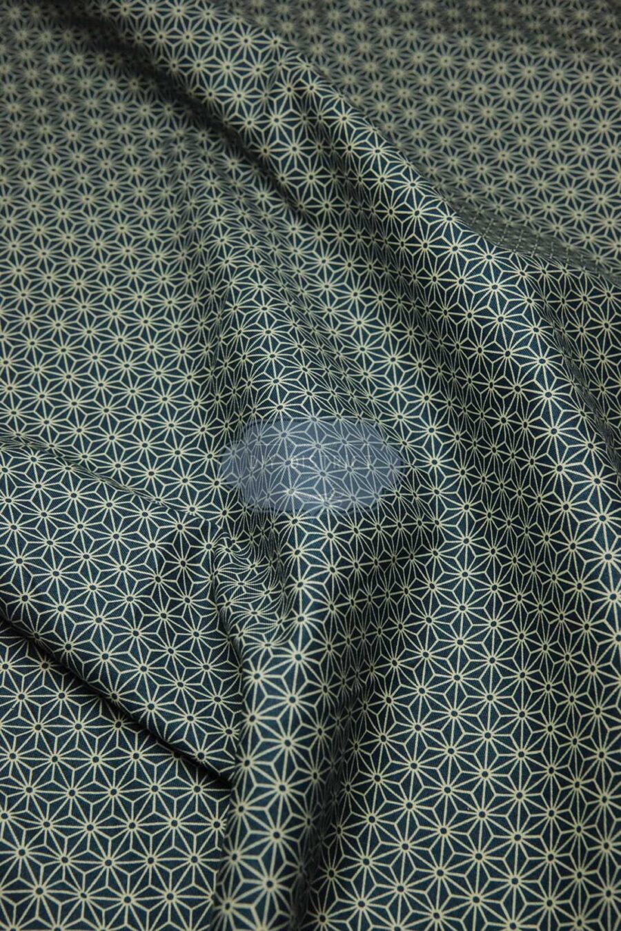 Japanese fabric Asanoha ecru duck blue background
