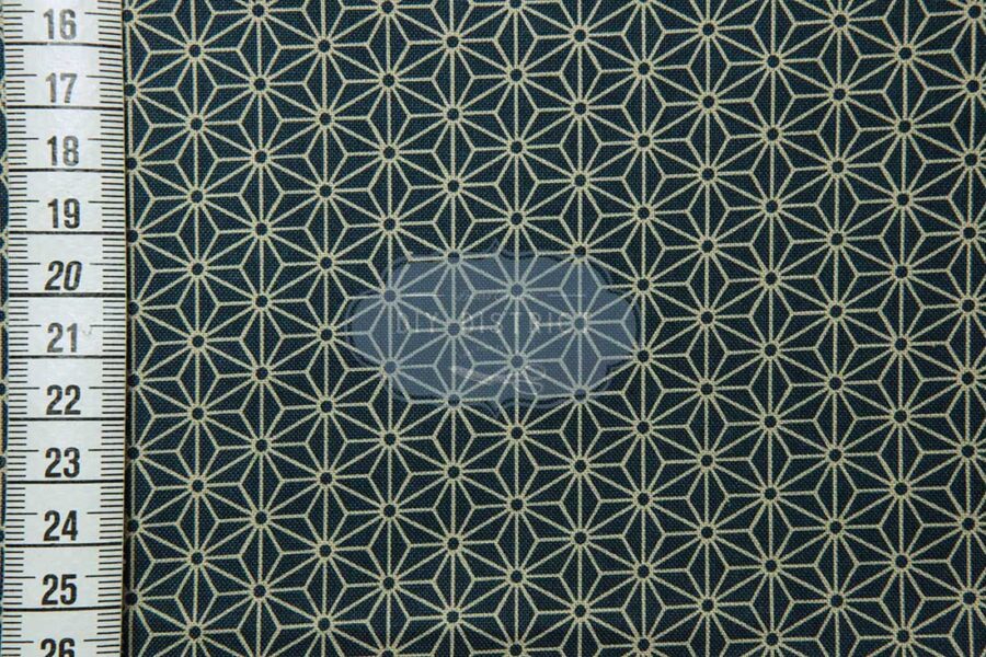 Japanese fabric Asanoha ecru duck blue background