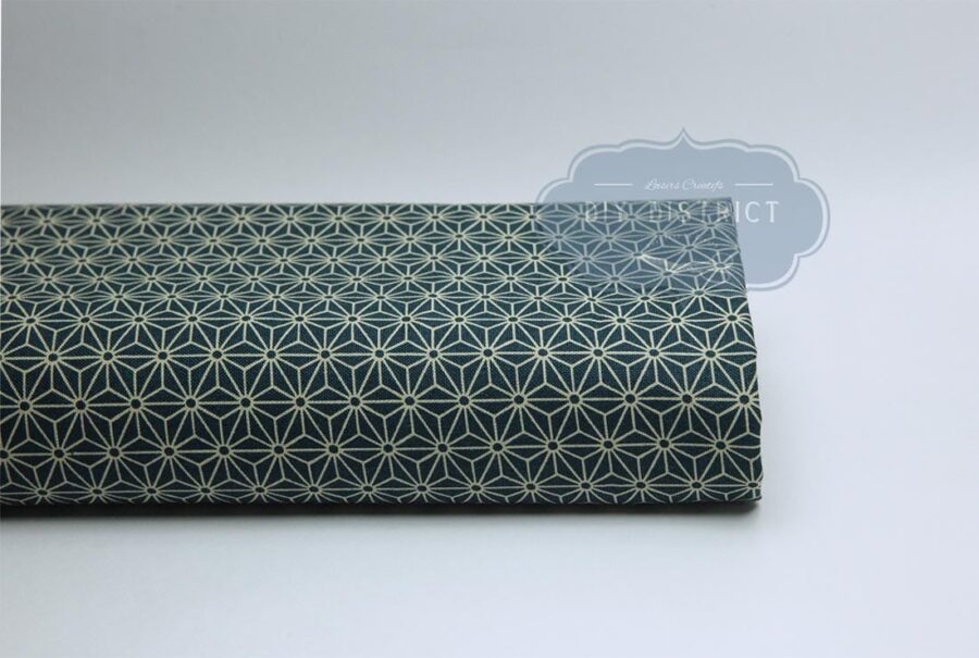 Japanese fabric Asanoha ecru duck blue background