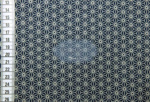 Japanese fabric Asanoha ecru navy blue background