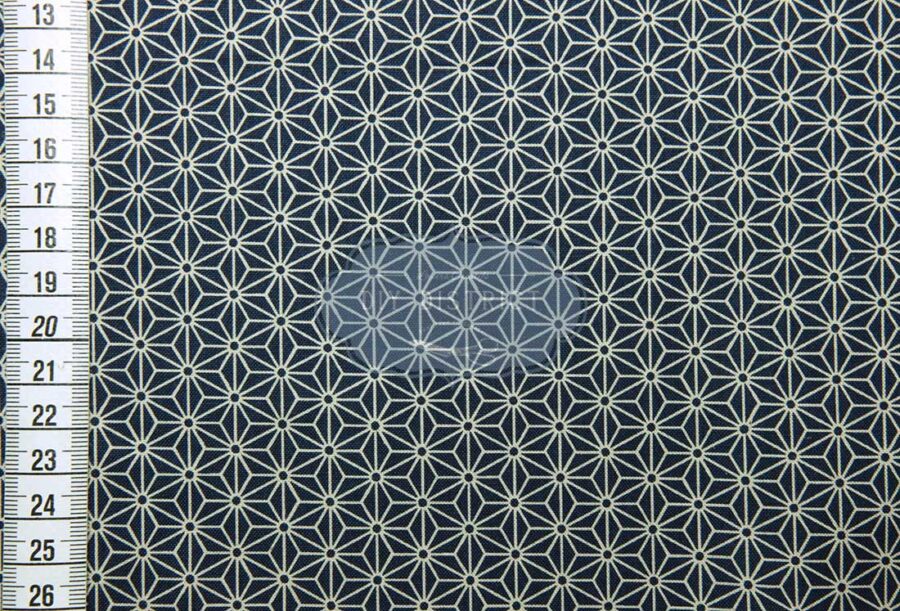 Japanese fabric Asanoha ecru navy blue background