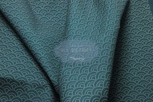 Japanese fabric Seigaiha dotted duck blue background