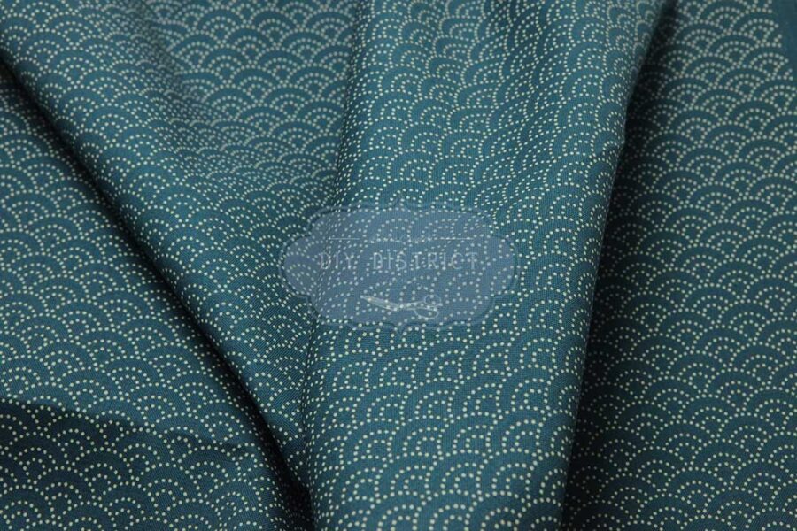 Japanese fabric Seigaiha dotted duck blue background