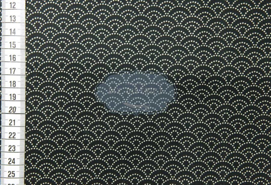 Japanese fabric Seigaiha dotted black background