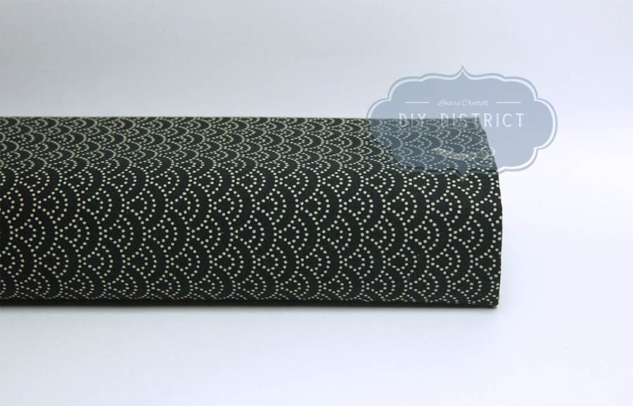 Japanese fabric Seigaiha dotted black background