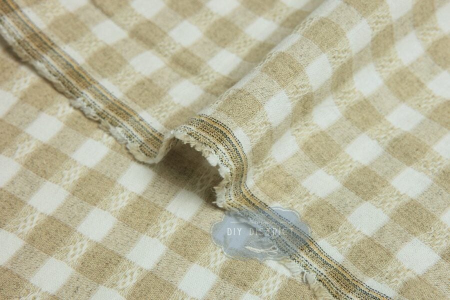 Japanese patchwork fabric white and beige squares