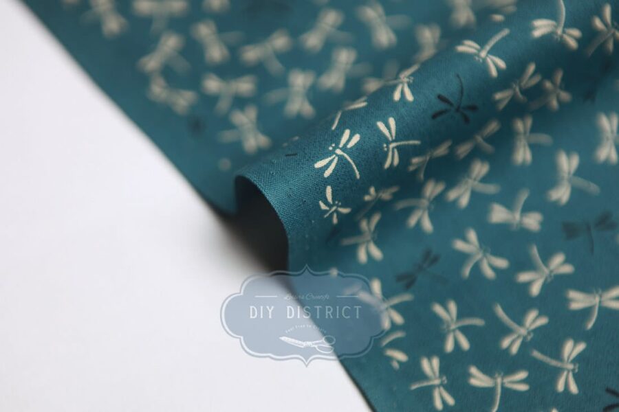 Japanese fabrics dragonflies duck blue background