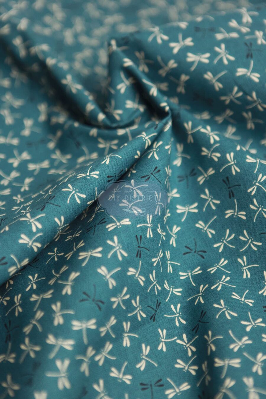 Japanese fabrics dragonflies duck blue background
